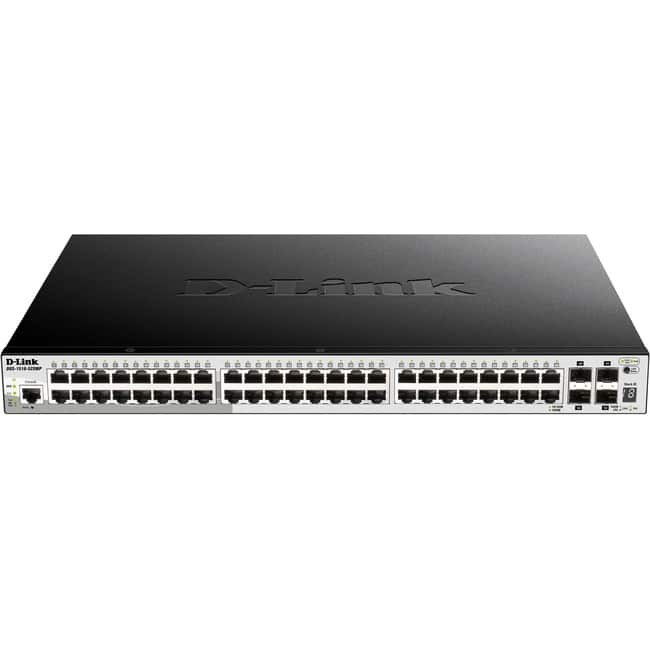 D-Link - DGS-1510-52X Ethernet Switch - 48 Ports - Manageable - Gigabit Ethernet, 10 Gigabit Ethernet - 10/100/1000Base-T - Black