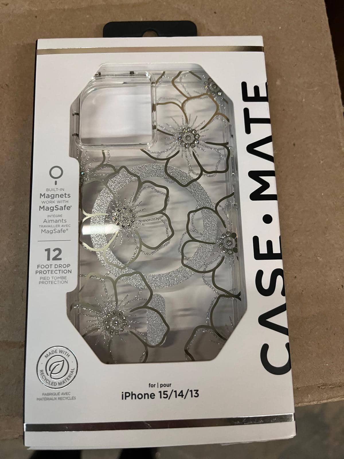 Case-Mate - Case Mate built in magnets work with magsafe for pour iphone 15/14/13 - Floral Gems