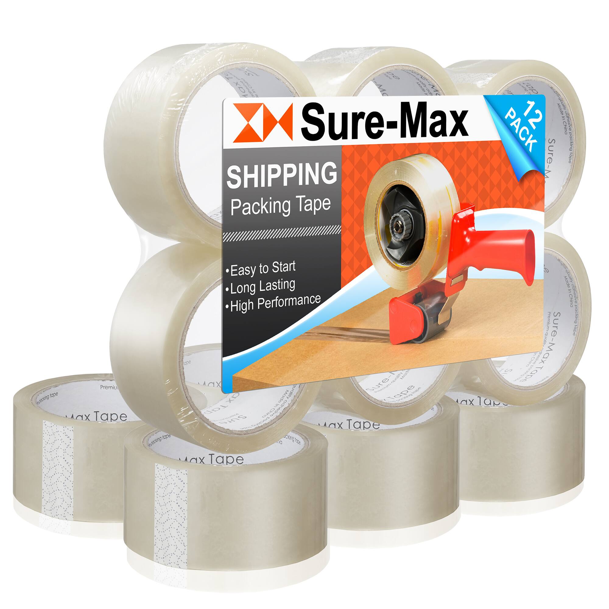 Sure-Max  
SHIPPING  
Packing Tape  

- Easy to Start  
- Long Lasting  
- High Performance  

12 PACK