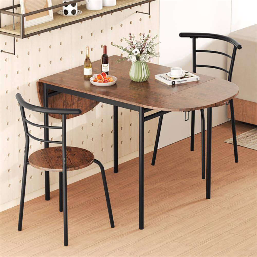 Back. Kadyn - Dining Table SetDining Table Chairs Set3 Pieces Dining Set with 2 Chairs and Modern Kitchen Table for Small SpaceBrown - Brown.