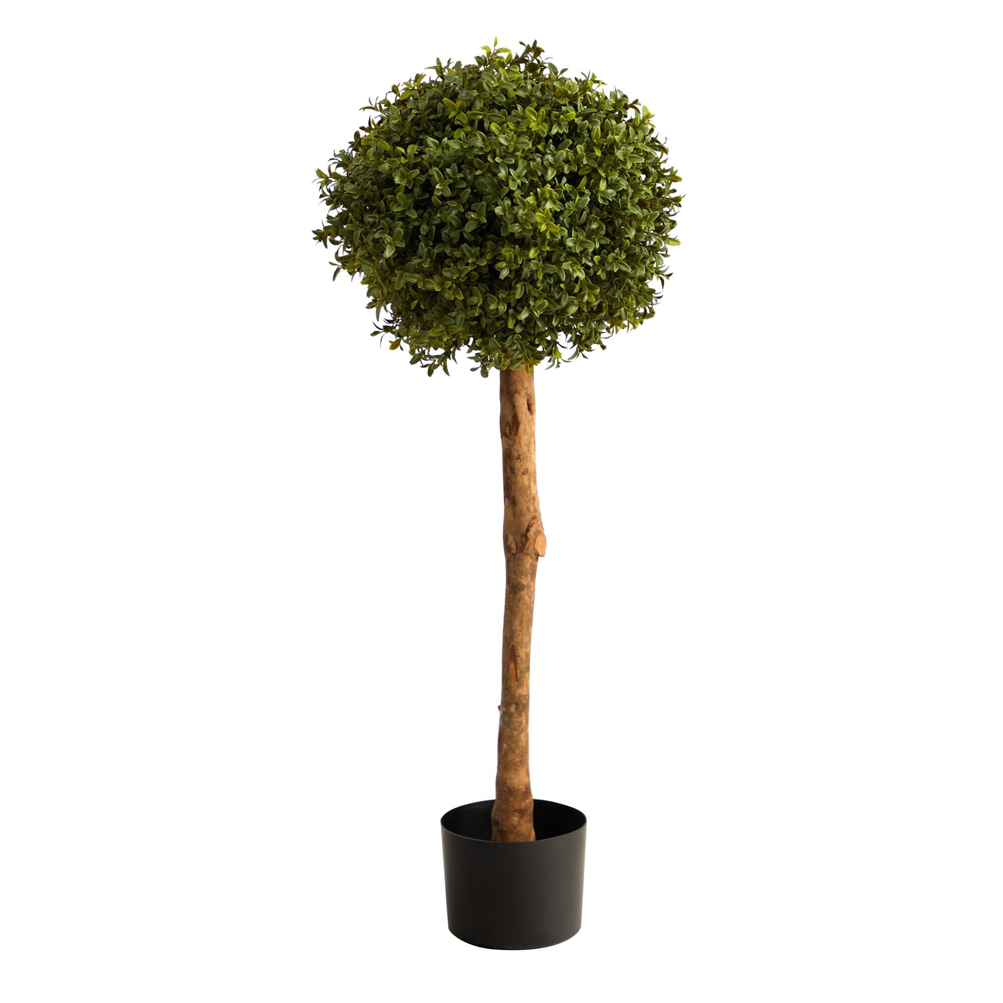 Front. BreeBe - 3' Boxwood Ball Topiary Artificial Tree (Indoor/Outdoor) - Green.