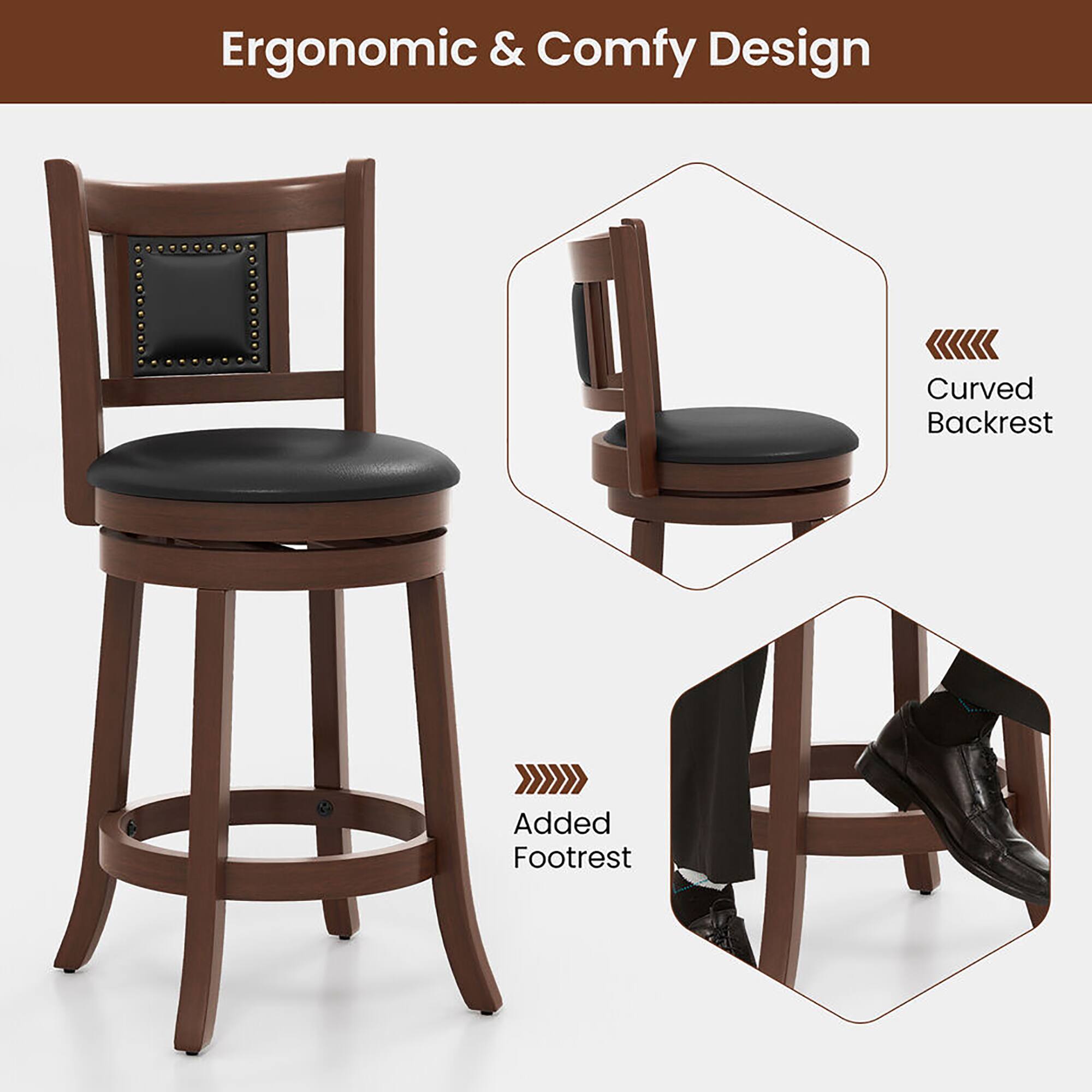 Ergonomic & Comfy Design
Curved Backrest
Added Footrest