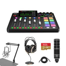 RODE - RODECaster Pro II Integrated Audio Production Studio Console Bundle with TAP300 Mic, TAPH700 Headphones, Broadcast