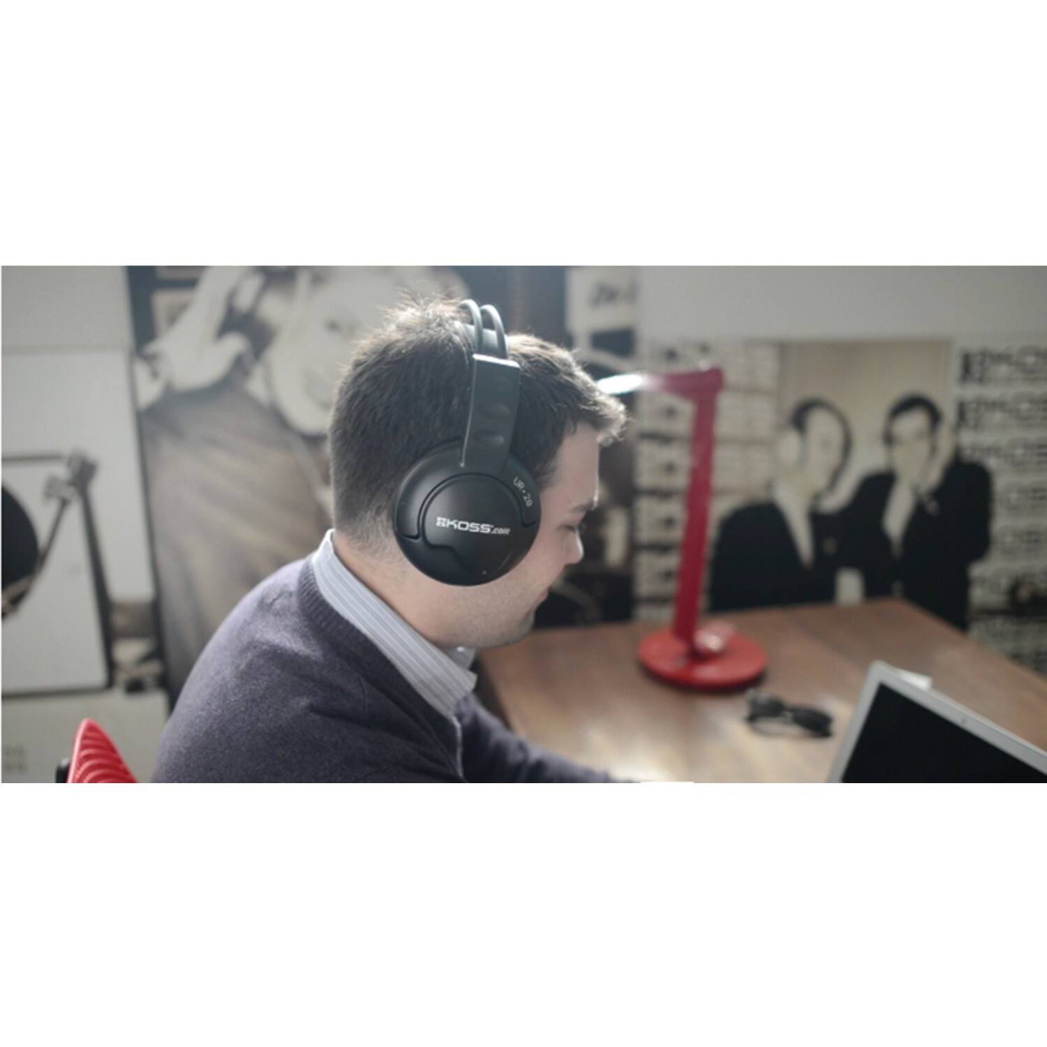 Left. Koss - UR20 Wired Over-Ear Lightweight Headphones, 3.5mm Connector, Closed Design, Noise Isolating - Black.