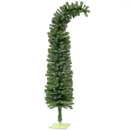 Homcom - Whimsical Pencil Christmas Tree, Slim Artificial, Bendable Top, 400 Branch Tips, Indoor Holiday Decor - Green
