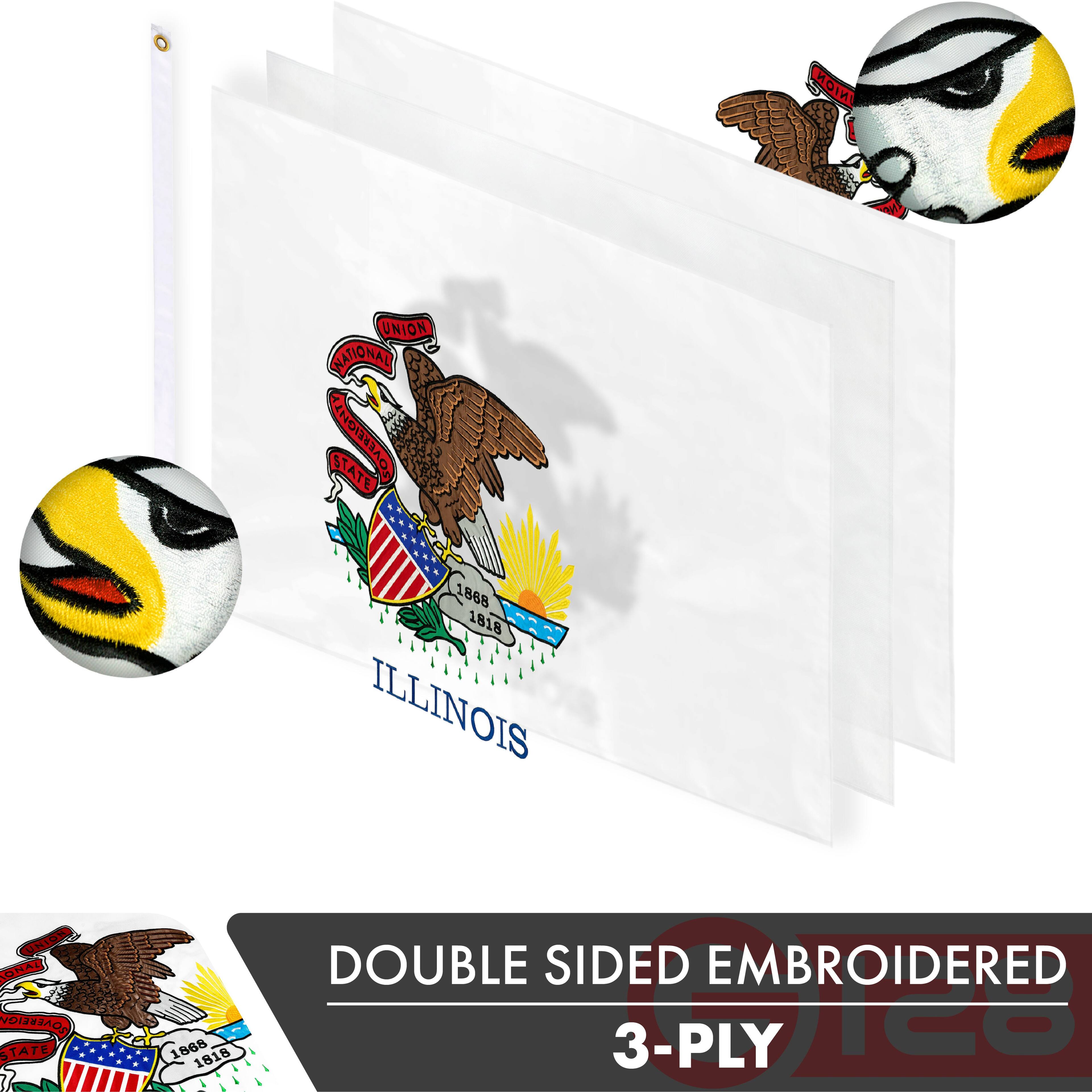 NATIONAL UNION  
ILLINOIS  
STATE  
1868 1818  
DOUBLE SIDED EMBROIDERED  
3-PLY