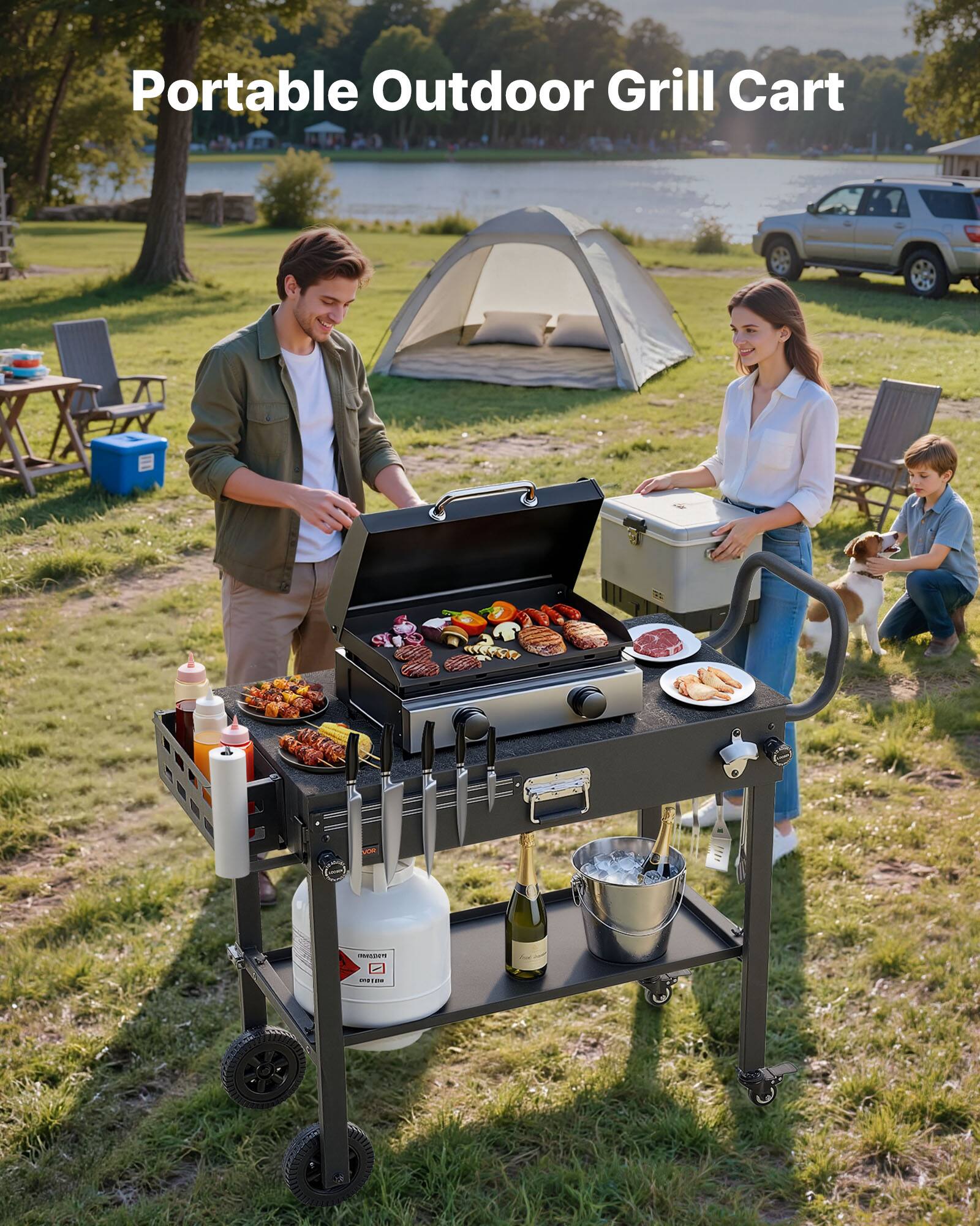 Portable Outdoor Grill Cart