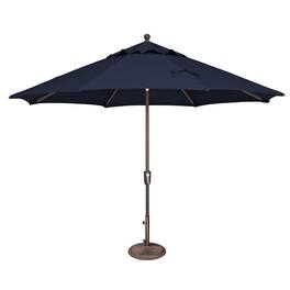 Mondawe - 11' Octagon Patio Umbrella Push Button Tilt Bronze Frame - Navy