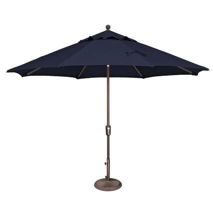 Front. Mondawe - 11' Octagon Patio Umbrella Push Button Tilt Bronze Frame - Navy.
