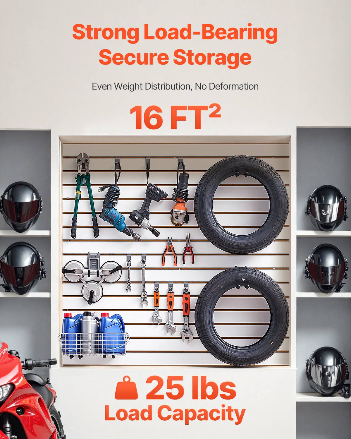 Strong Load-Bearing Secure Storage  
Even Weight Distribution, No Deformation  

16 FT²  

25 lbs Load Capacity