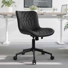 Vecelo - PU Leather Office Chairs with Wheels, Adjustable Height, Swivel Task Chair Set - Black