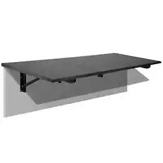 Front. Mount-It! - Wall‑Mounted Drop Leaf Table Workbench with Adjustable Width & Folding Design for Small Spaces, Black - Black.