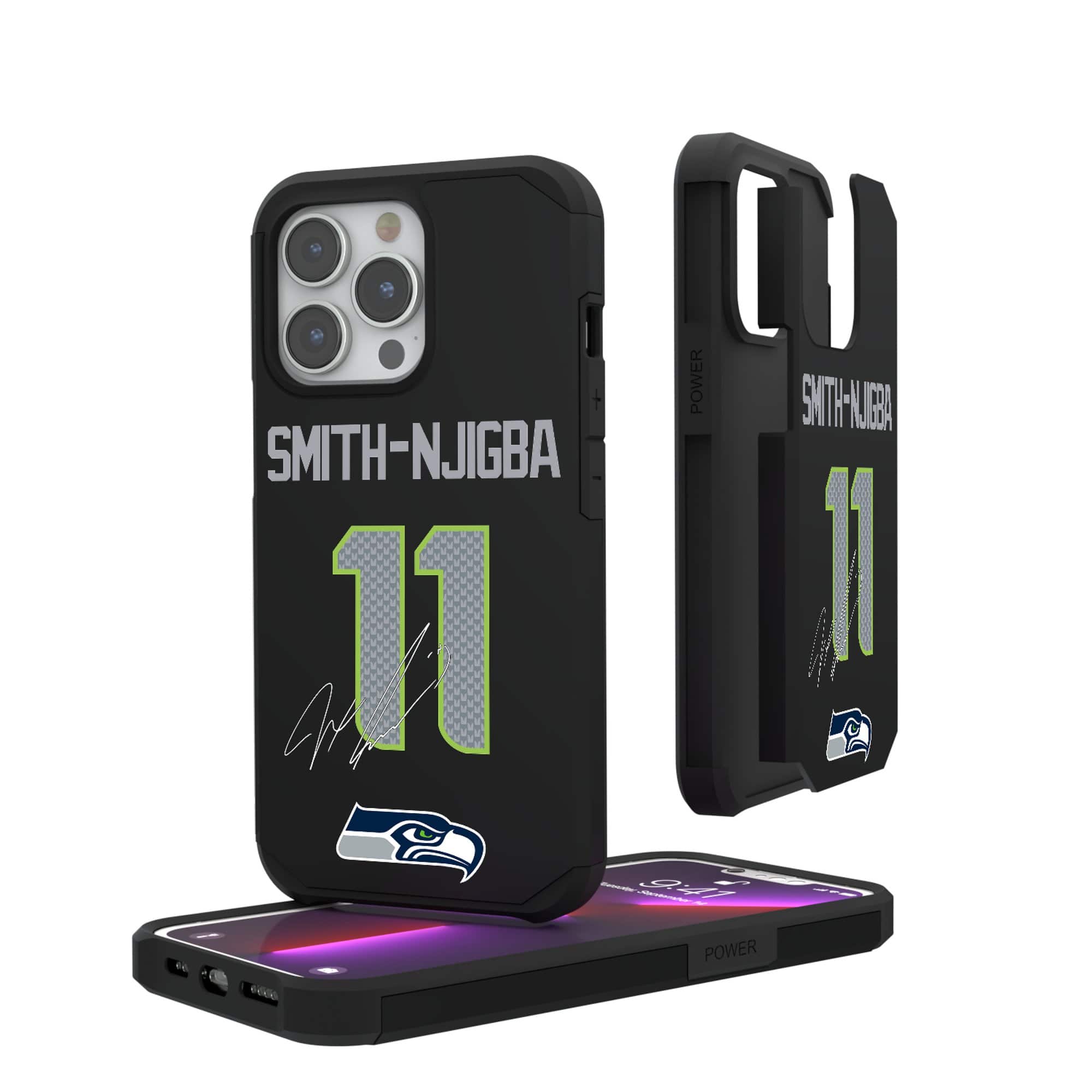 Keyscaper - Jaxon Smith-Njigba Seattle Seahawks iPhone Rugged Case - 14 Pro Max - Black