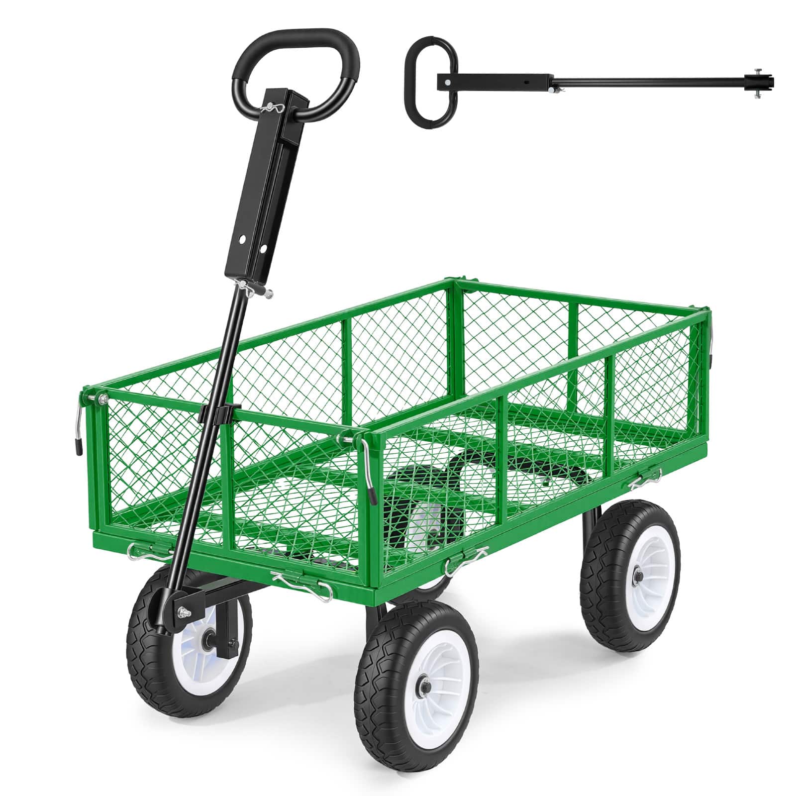 VEVOR - Garden Cart, 900 LBS, Heavy Duty Steel Yard and Garden Utility Wagon with 10-Inch Tires, Outdoor Gardening Stool - Green price history on PriceWatchPro