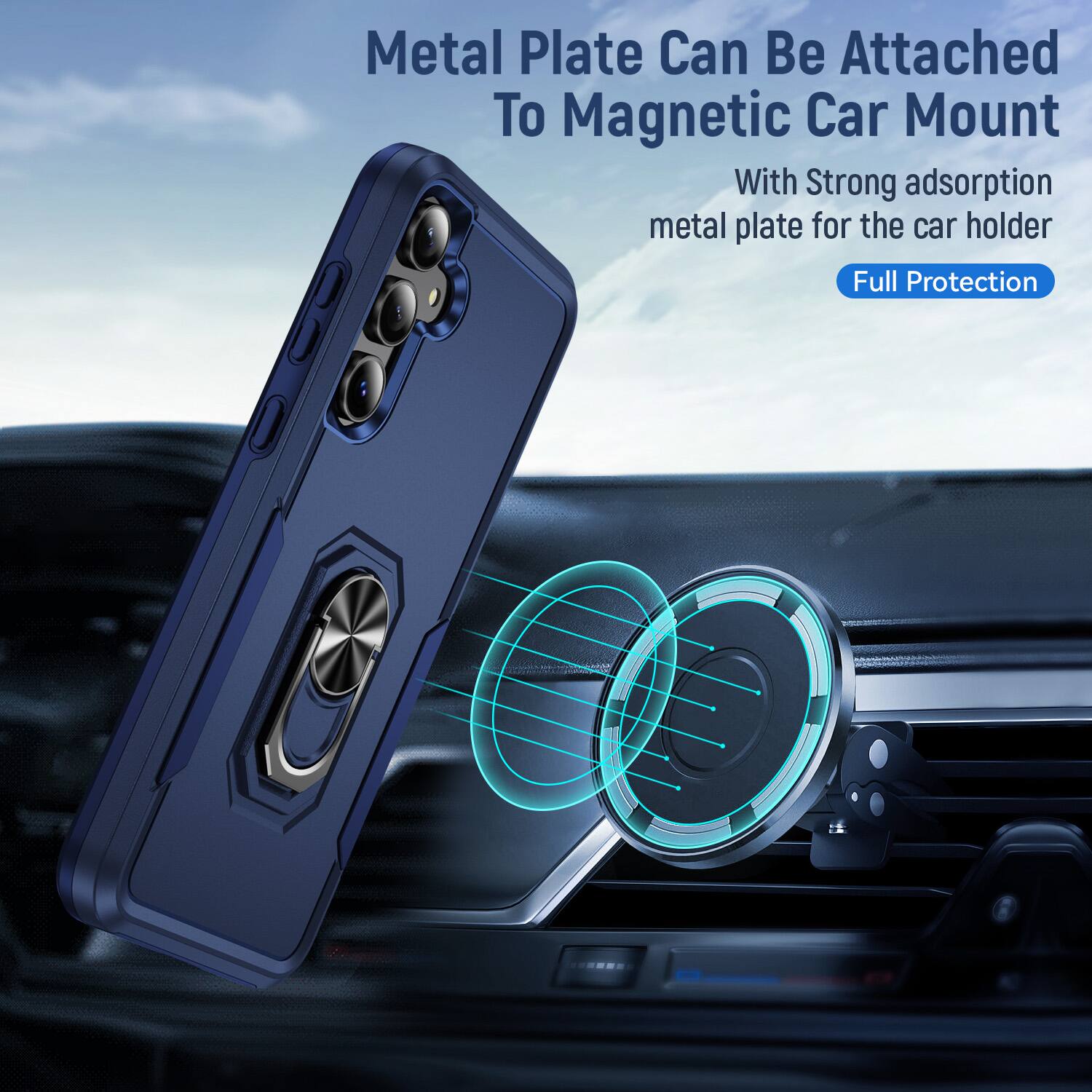 Metal Plate Can Be Attached To Magnetic Car Mount

With Strong adsorption metal plate for the car holder

Full Protection