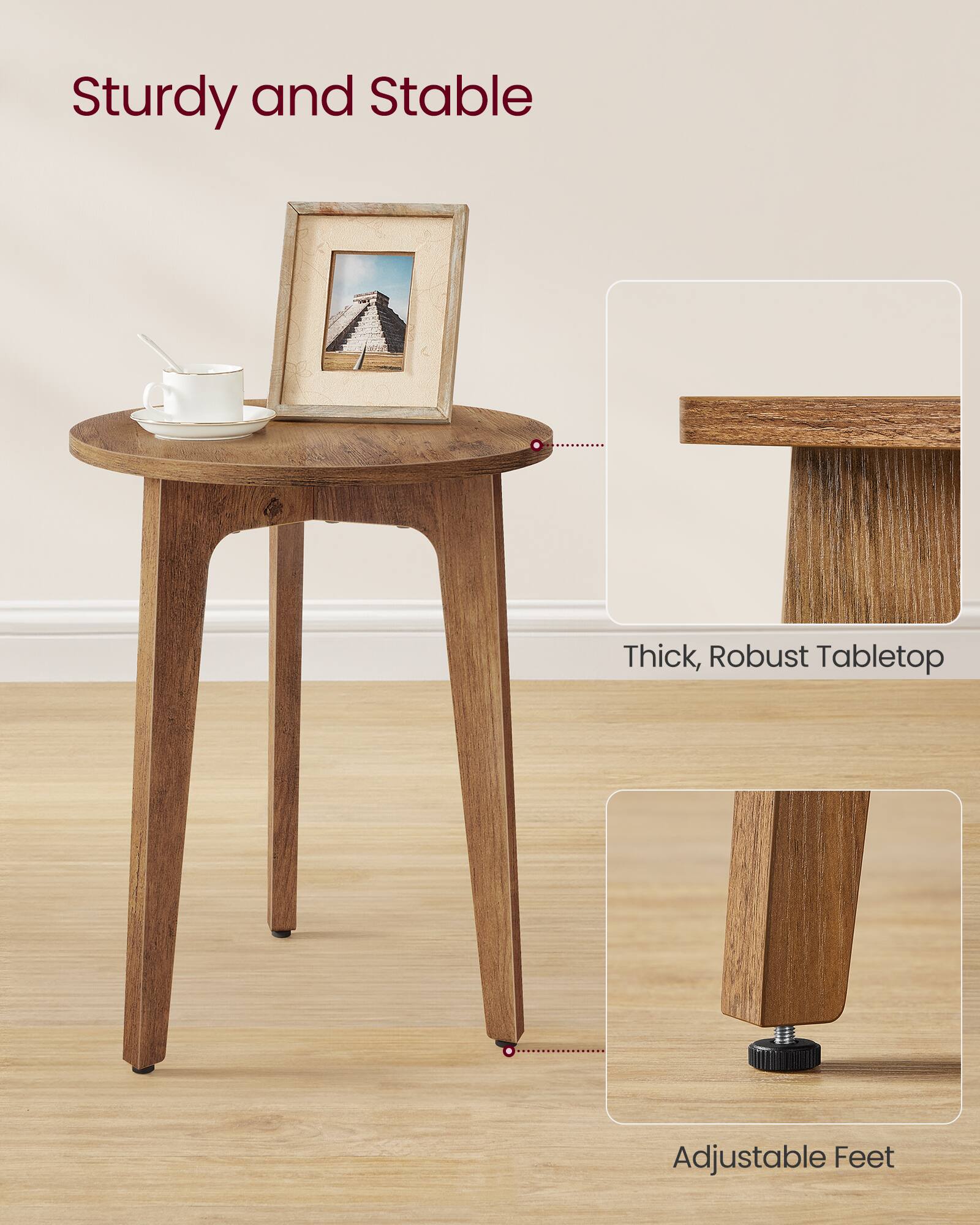 Sturdy and Stable

Thick, Robust Tabletop

Adjustable Feet