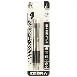Zebra - F-301 Retractable Ballpoint Pen, Fine Point, 0.7mm, 2 Pack - Black Ink
