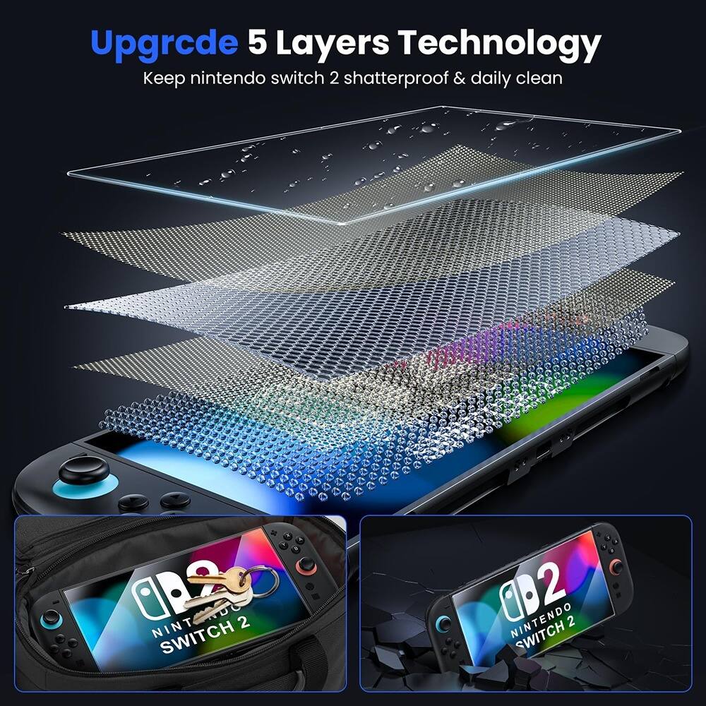 Upgrade 5 Layers Technology  
Keep nintendo switch 2 shatterproof & daily clean  

NINTENDO SWITCH 2  
NINTENDO SWITCH 2
