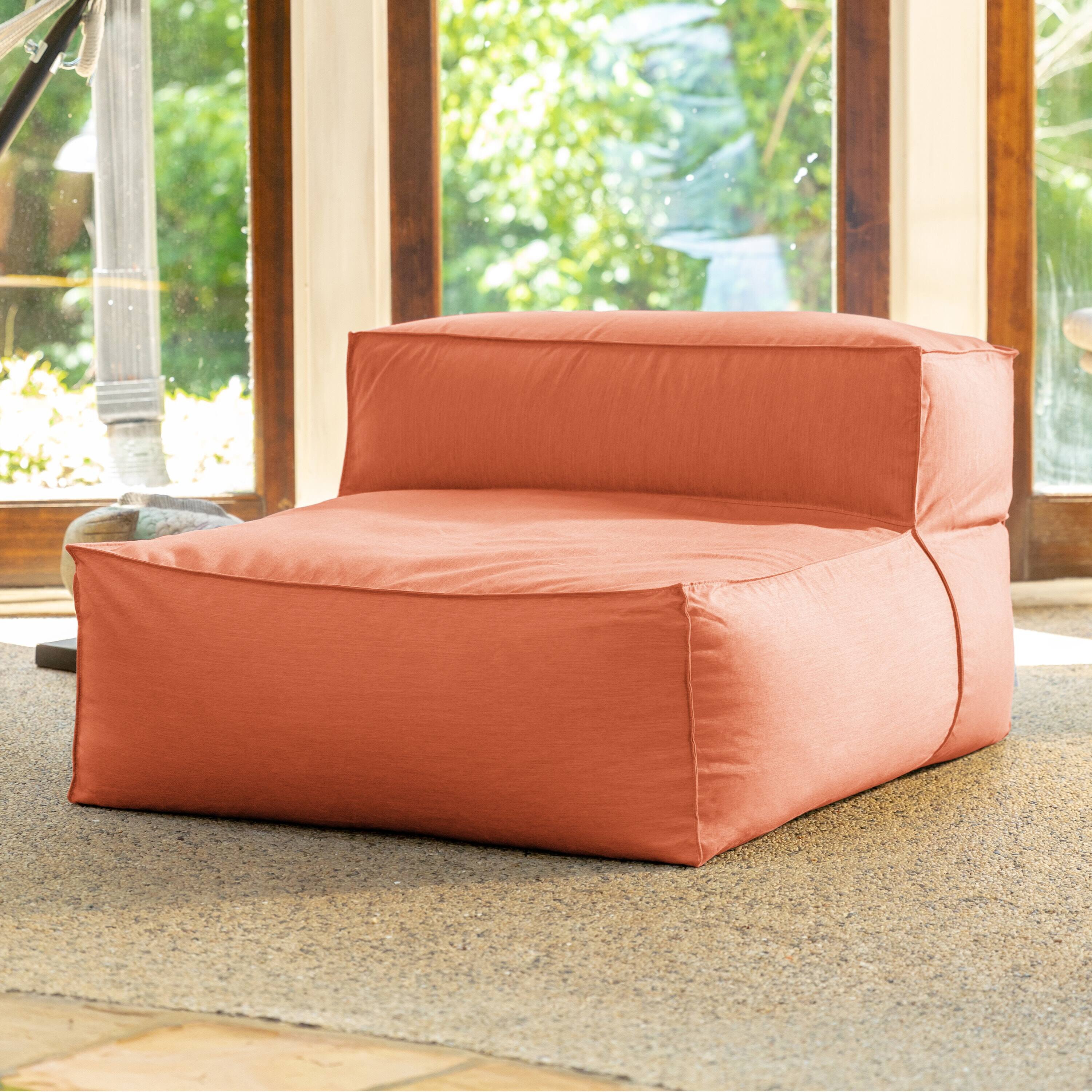 Angle. Jaxx - Baya Outdoor Center Seat - Luxurious Oversized European Style Outdoor Soft Seating, Sunbrella Coral - Coral.