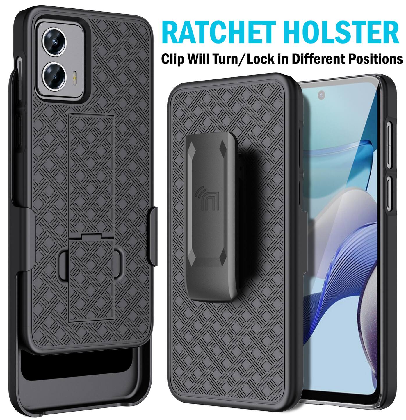 RATCHET HOLSTER  
Clip Will Turn/Lock in Different Positions