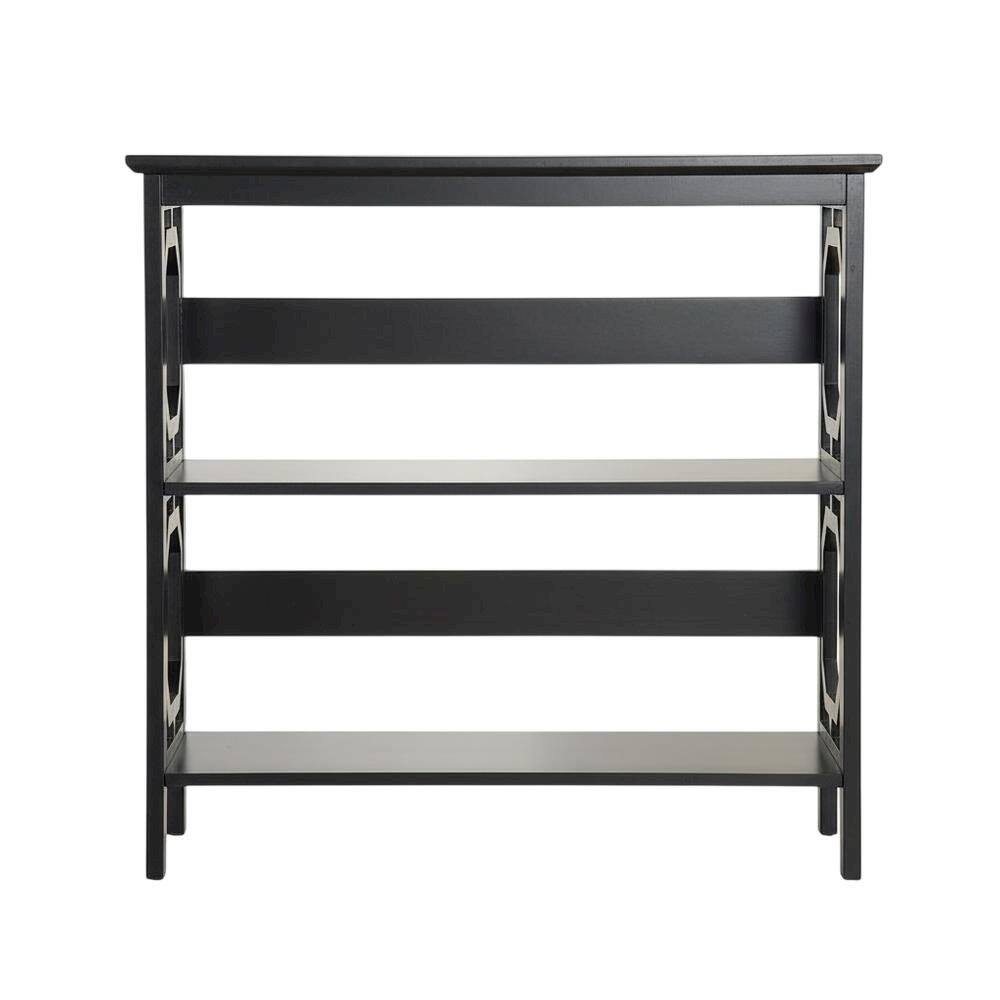 Angle. FurniFact - Wooden 3-Tier Bookcase with Non-Lead Base Paint for Stylish Storage - Black.