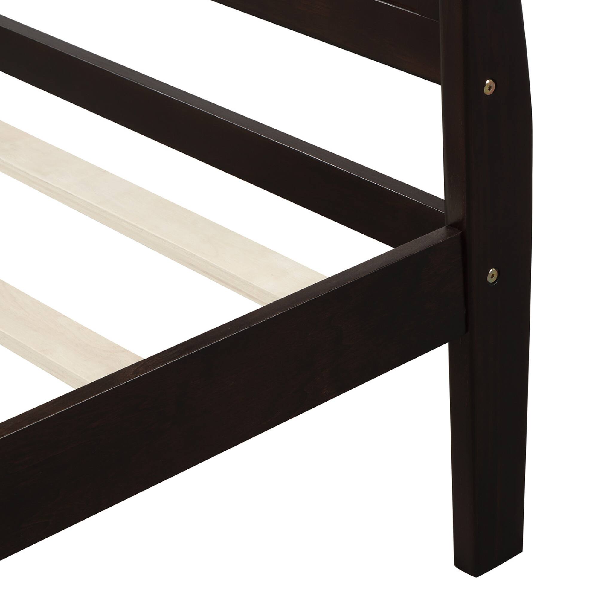 Alt View 7. GOODSILO - Solid Wood Twin Platform Bed Frame with Headboard and Footboard for Modern Bedroom Decor - Espresso.