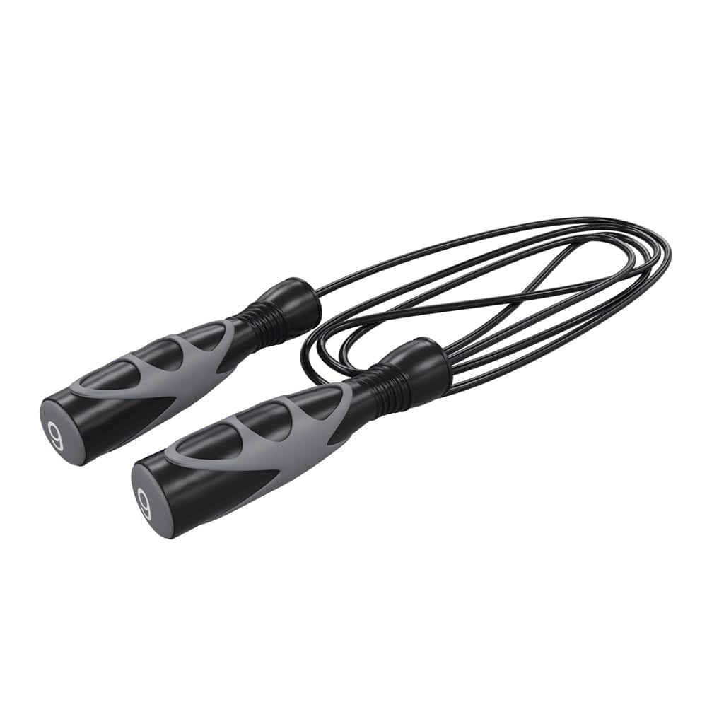 Power Systems - Elite Jump Rope (9 ft), Vinyl Training Rope for Cardio, Fitness & Skipping Exercise - Black/Gray