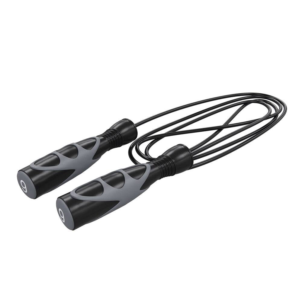 Power Systems - Elite Jump Rope (9 ft), Vinyl Training Rope for Cardio, Fitness & Skipping Exercise - Black/Gray