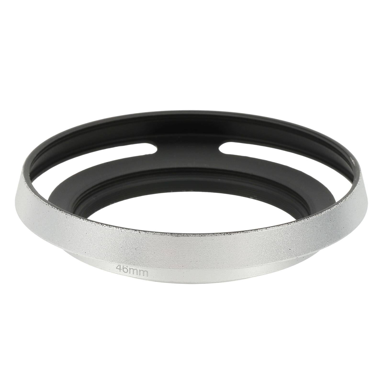 Front. Unique Bargains - 46mm Lens Hood, Universal Metal Thin Hollow Curved Screw-in Vented Lens Hoods for Fujifilm for Pentax - Silver.