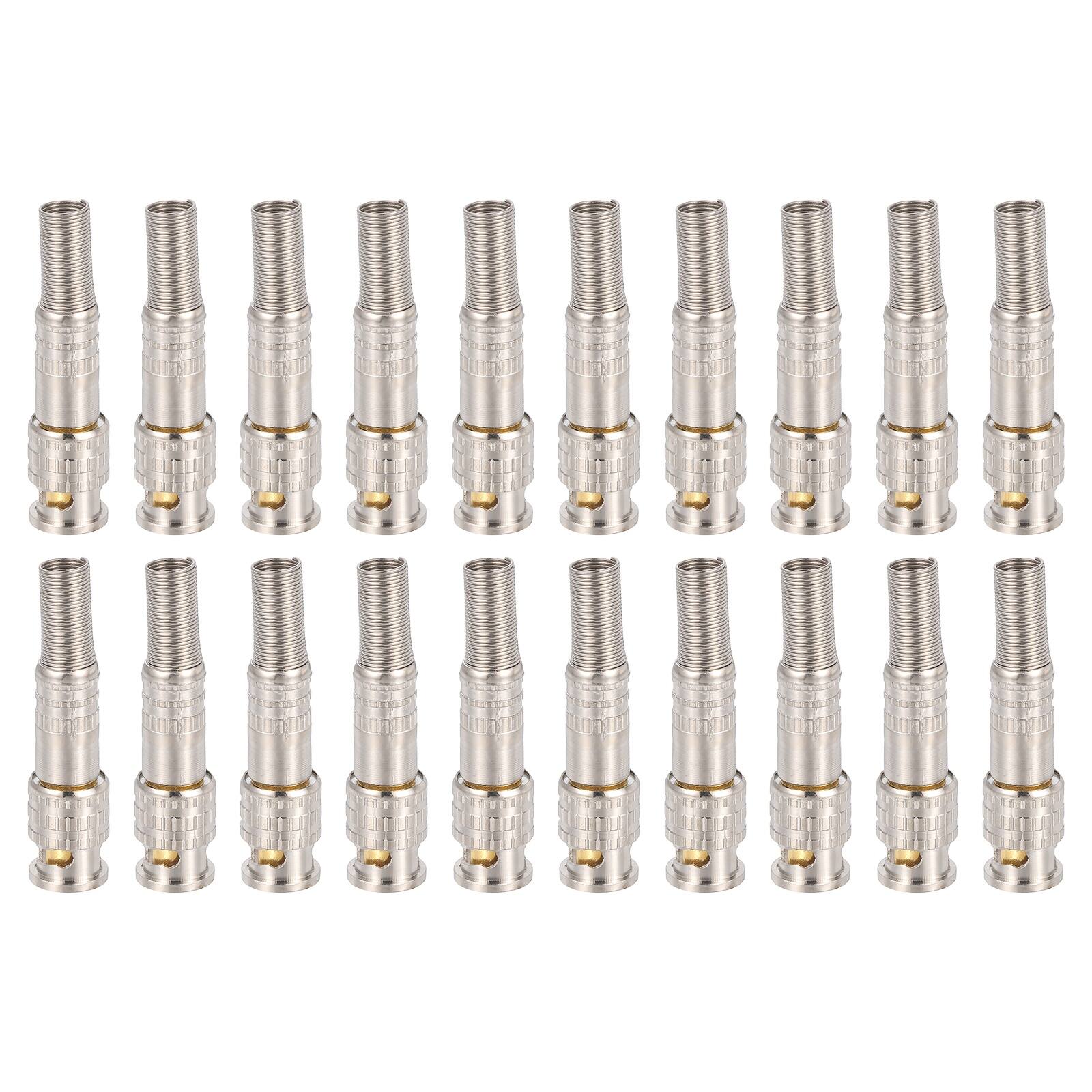 Front. Unique Bargains - 20pcs BNC Male Coaxial Connectors, RG59/RG6 Screw-on Gold Plated 6mm Brass Adapter for CCTV Camera System Durable - Silver.