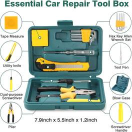 MOSZAR LLC - Car Roadside Emergency Kit with Jumper Cables, Safety Hammer & Triangle