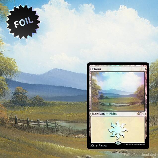 FOIL Plains EE Basic Land Plains 101 SLD EN N Bos Ross 20:20 of the Casa Foil effect simulated