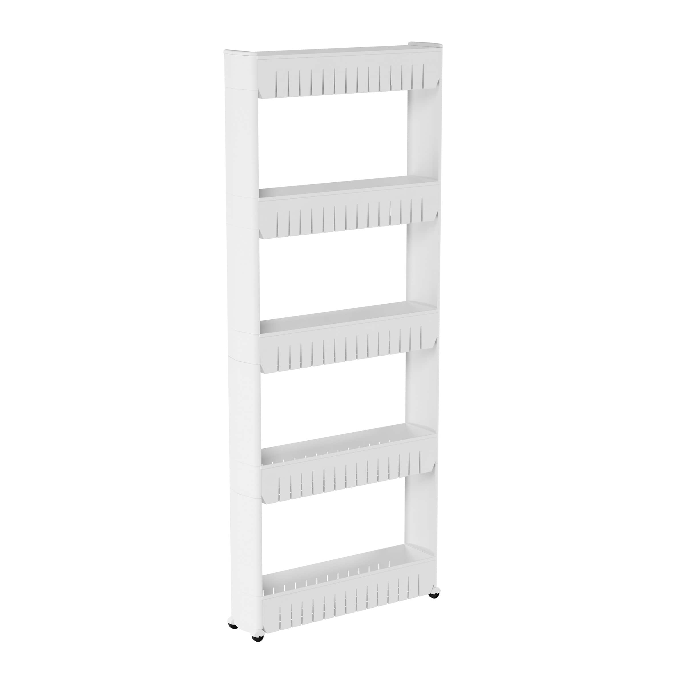 Lavish Home - Narrow Rolling Storage Cart, White - White