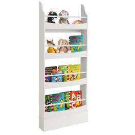 Gymax - 4-Tier Kids Bookshelf Toy Storage Bookcase Rack Wall w/ Anti-toppling Kits - White