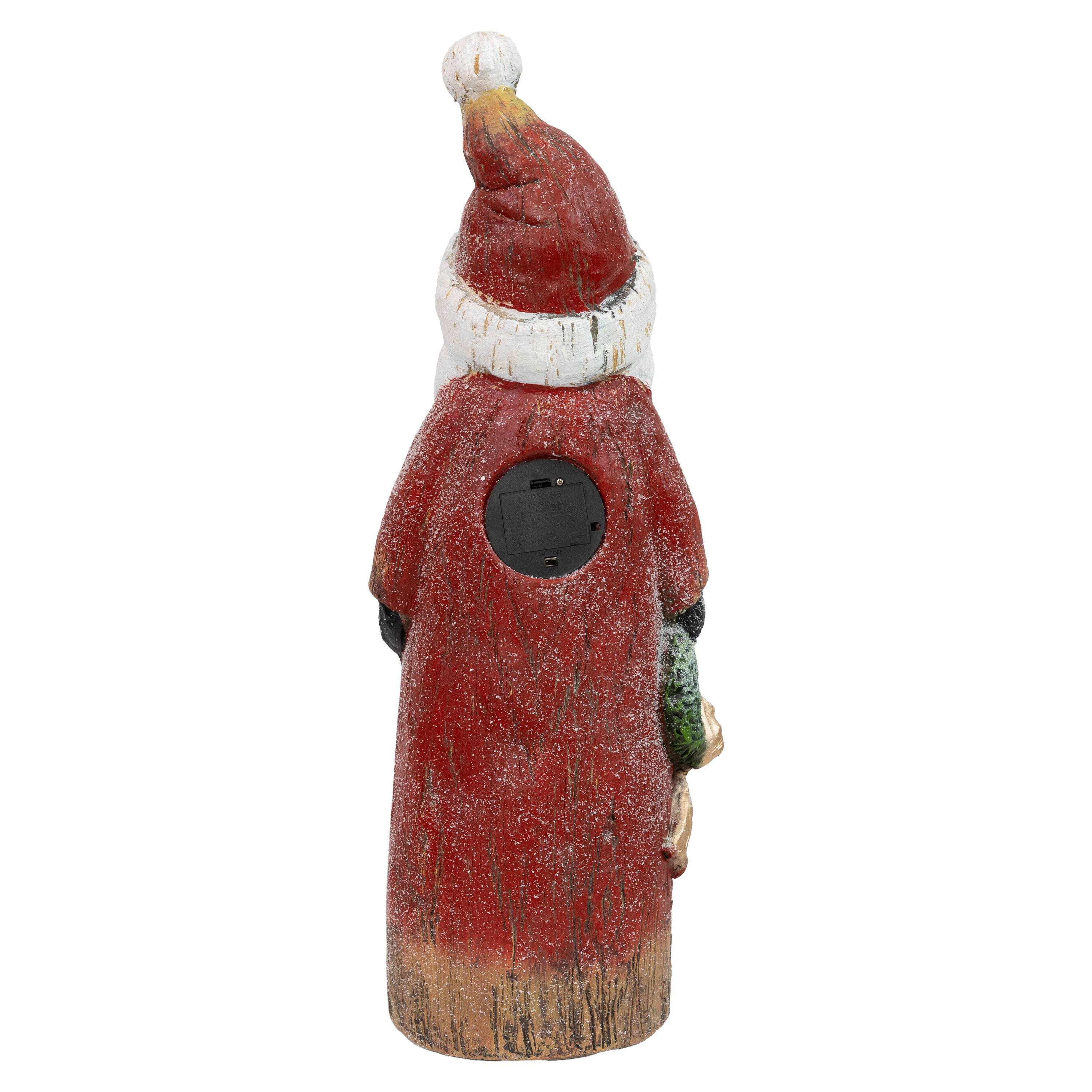 Alt View 7. Sunnydaze - Rustic Santa Indoor Pre-Lit LED Christmas Statue - 24 in - Red.