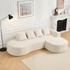 Front. Meqiodas - Curved Sectional Sofa with Chaise, Modern Luxury Corduroy Cloud Modular Couch with Deep Seat, No Assembly Required - Beige.
