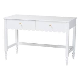 Baxton Studio - Roni Writing Desk with Drawers - Modern Cottage Style Desk with Scalloped Detailing - White
