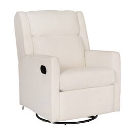 Emma + Oliver - Mari Swivel Glider Rocker Recliner with USB/USB-C Charging Ports, Manual 270 Degree Swivel Recliner - Off-White Boucle