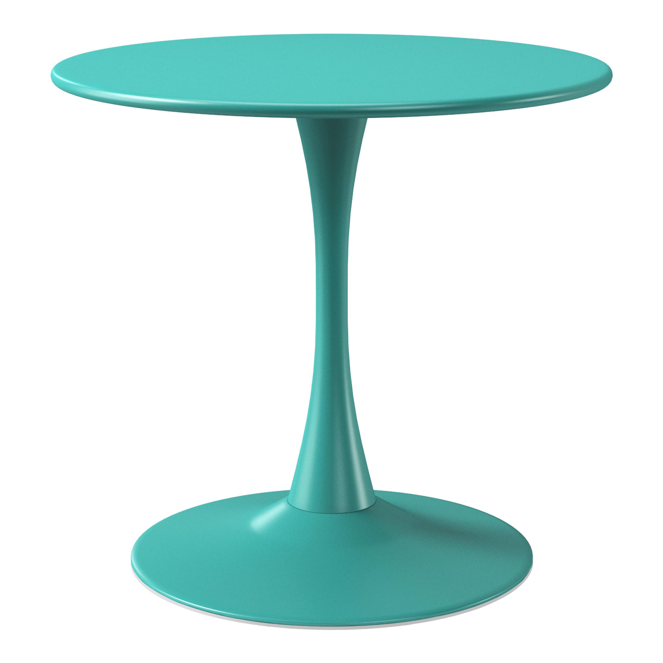 Left. WestinTrends - WestinTrends Playa 5-Piece Outdoor Metal Dining Table Set And Stackable Resin Patio Chairs - Turquoise.