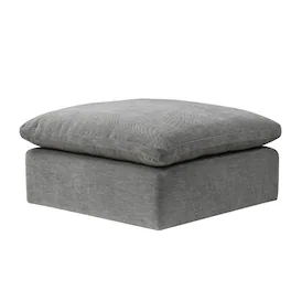 Manhattan Lane - Shar 37 Inch Square Ottoman, Removable Pillow Top Cushion - Gray Linen