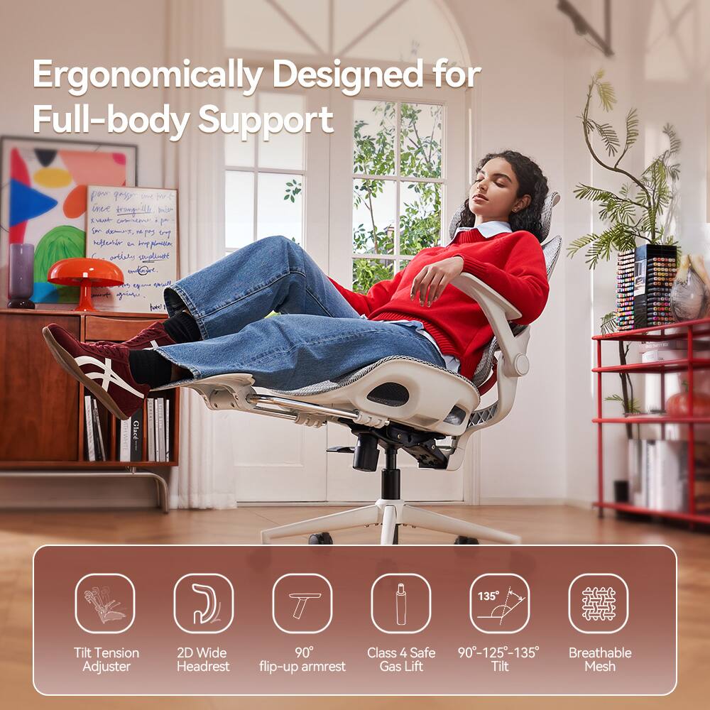 Ergonomically Designed for Full-body Support

- Tilt Tension Adjuster
- 2D Wide Headrest
- 90° flip-up armrest
- Class 4 Safe Gas Lift
- 90°-125°-135° Tilt
- Breathable Mesh