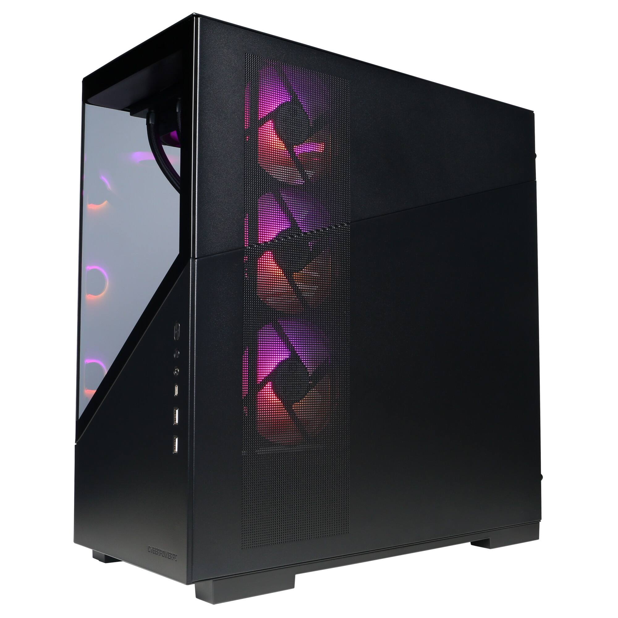 Alt View 4. CyberPowerPC - Gaming Desktop - AMD Ryzen 7 9850X3D - AMD Radeon RX 9070 XT 16GB - 32GB DDR5 - 2TB PCIe 4.0 SSD - Black.