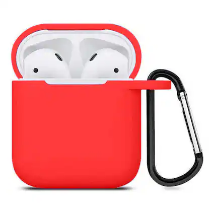 Front. Entronix - Entronix Soft-Touch Liquid Silicone Case for AirPods 1st and 2nd Generation - Red.
