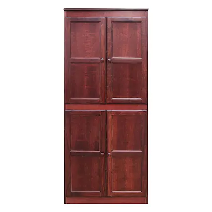 Front. Concepts in Wood - Multi use Storage Cabinet 5 Shelves Cherry Finish - Red.