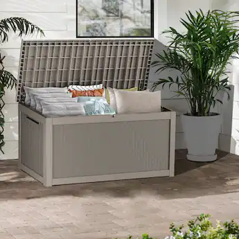 Yardgrace 320 Gallon Lockable Resin Deck Box Waterproof Outdoor Storage for Patio Furniture Garden Tools and Equipment Brown