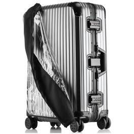 ESBANY - Transparent PVC Suitcase Cover, No Disassembly Required Clear Luggage Protector Suitcase Cover - Black