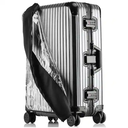 Front. ESBANY - Transparent PVC Suitcase Cover, No Disassembly Required Clear Luggage Protector Suitcase Cover - Black.