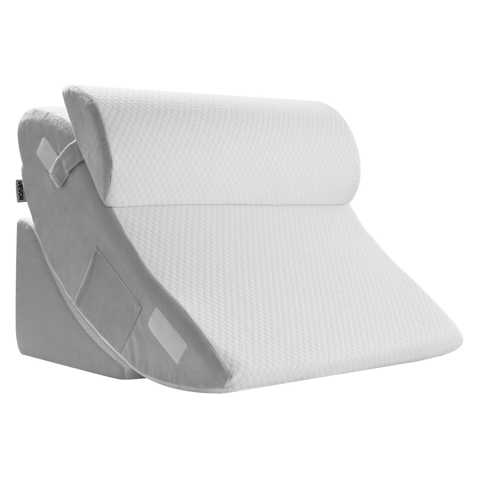 Alt View 5. VEVOR - Wedge Pillow for Sleeping, 4 Pcs Adjustable Orthopedic Bed Wedge Set, Support Leg Neck Shoulder, Post Surgery Pillow - White+Gray.