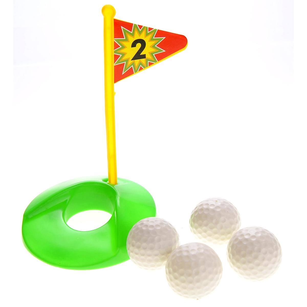 Left. JuzToys - Kids Golf Set Toy with Golf Bag – 4 Golf Balls, 3 Golf Club, 1 Flag, and 1 Hole, Indoor and Outdoor Sports Toys for Kids - Multi.