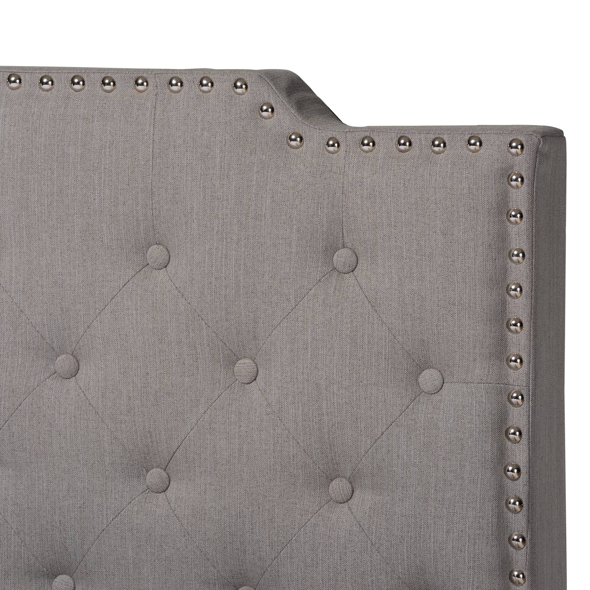 Back. Baxton Studio - Marion Modern Transitional Fabric Upholstered Button Tufted Full Size Panel Bed - Grey/Black.